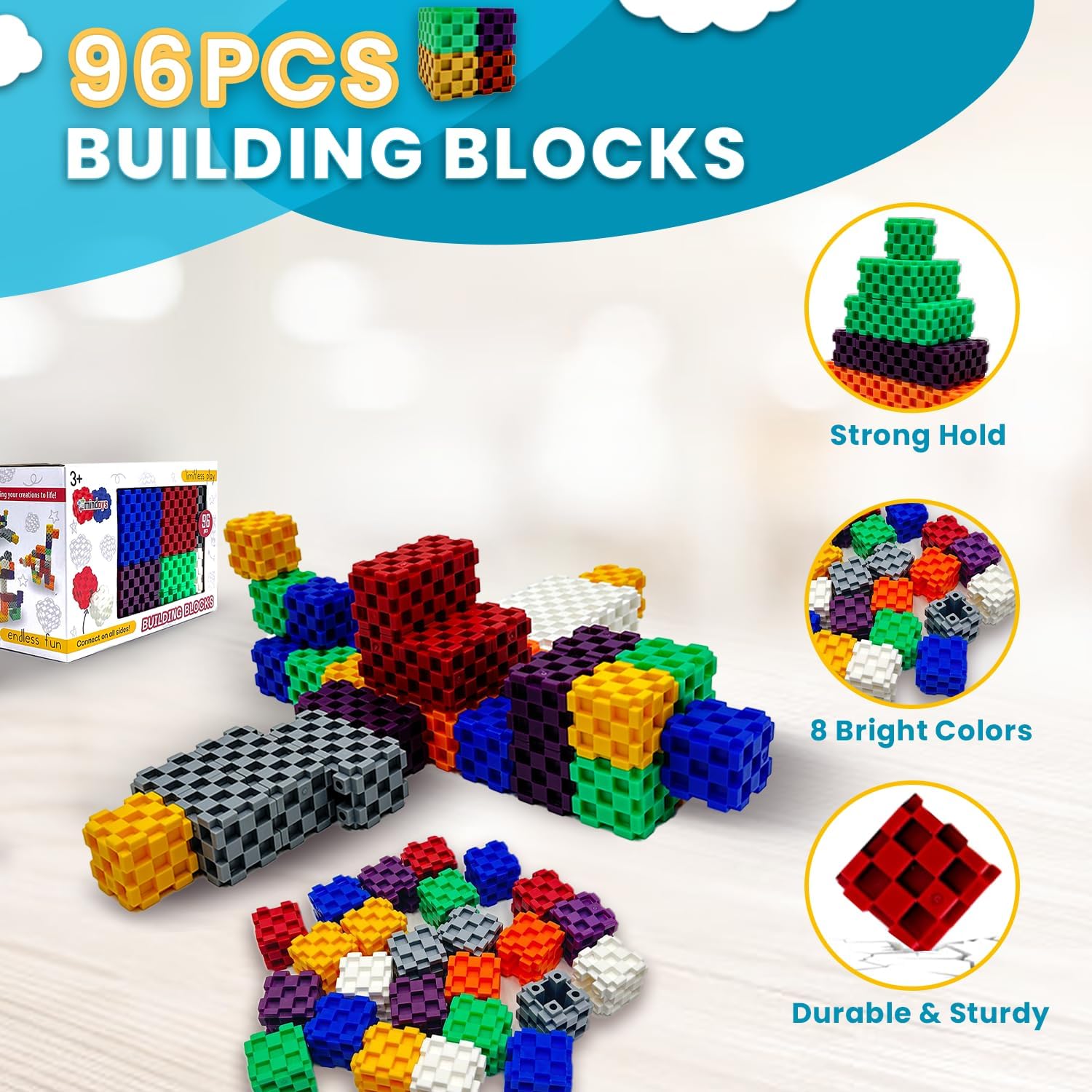 Mindoys Building Blocks for Kids 96 PCS