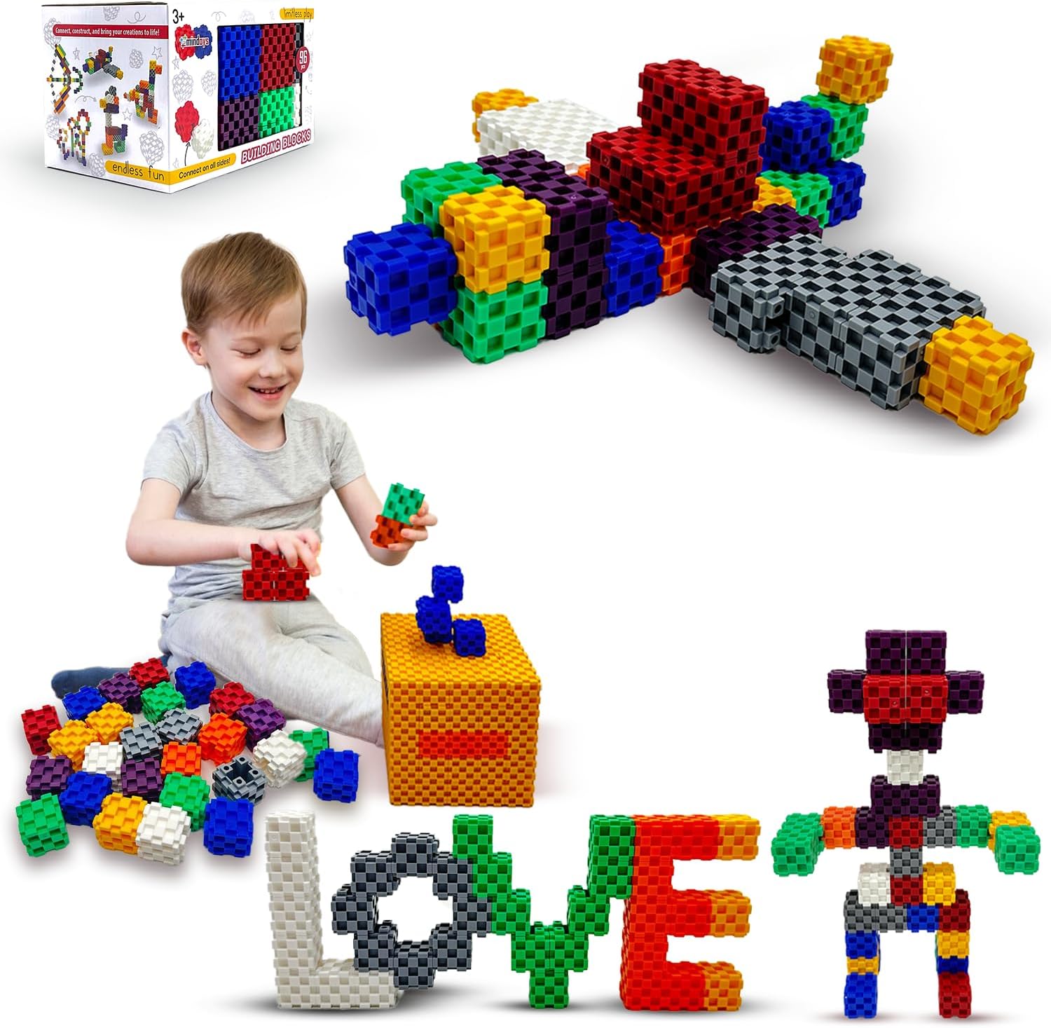 Mindoys Building Blocks for Kids 96 PCS