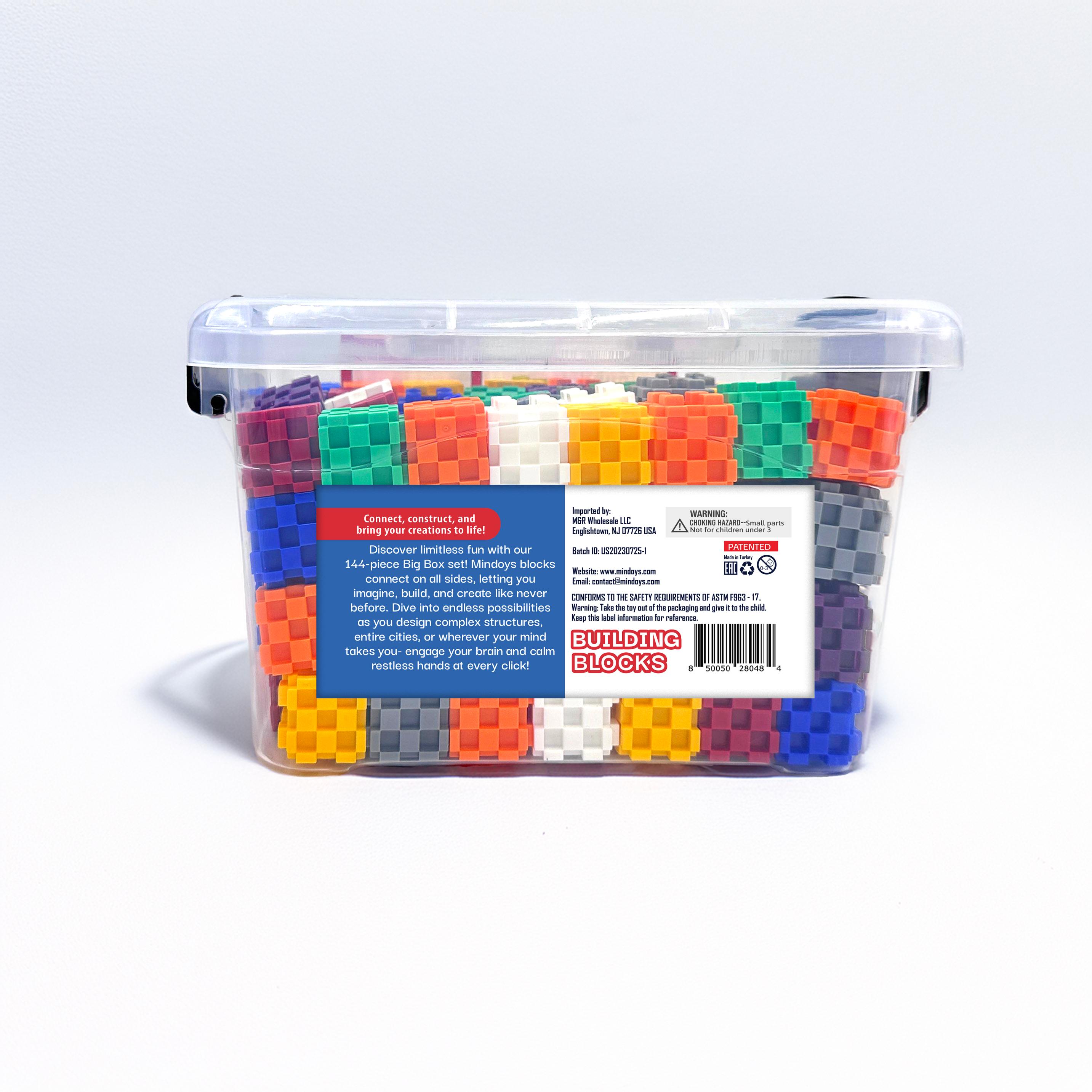 Mindoys Building Bulk Blocks 144 pieces STEM Toys